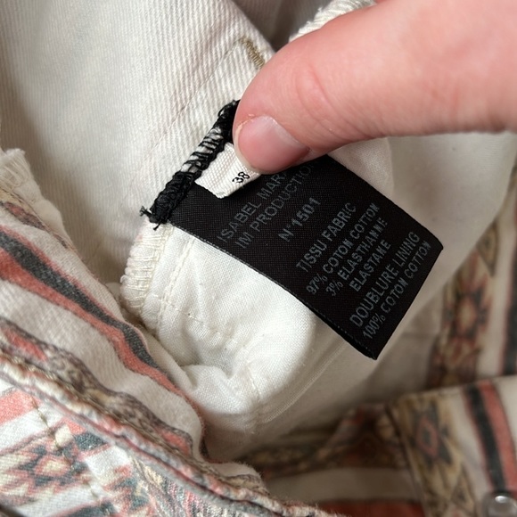 Isabel Marant Etoile Printed Striped Tribal Straight Leg Mid Rise Crop Jeans - Picture 6 of 10